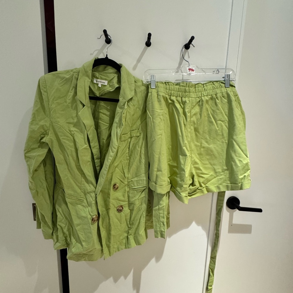 Heartloom Light Green Blazer and Shorts Set